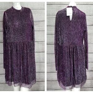 Love, Fire XL Metallic Mock Neck Shimmer Dress